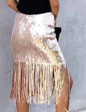 Load image into Gallery viewer, Party Style Fringe Tassel Sequin Midi Skirt