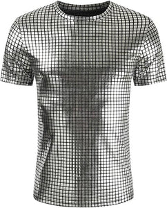 Men's Square Gold Disco Short Sleeve Shirt