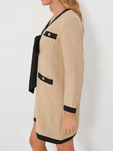 Load image into Gallery viewer, Beautiful Khaki Knitted V Neck Cockneck Dress