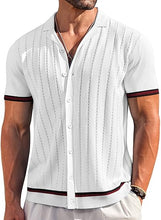 Load image into Gallery viewer, Men&#39;s Knitted Button Down Dark Beige Short Sleeve Shirt