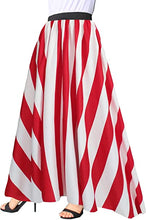 Load image into Gallery viewer, Red &amp; White Vertical Striped Silhouette Maxi Skirt