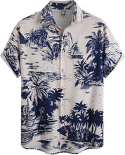 Load image into Gallery viewer, Men&#39;s Khaki Palm Tree Short Sleeve Shirt