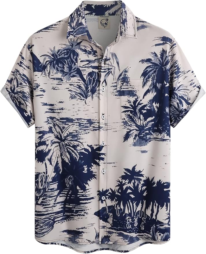 Men's Khaki Palm Tree Short Sleeve Shirt