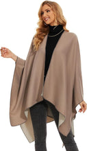 Load image into Gallery viewer, Black-Gray Soft Knit Wrap Poncho Style Cardigan