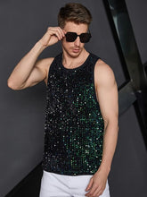 Load image into Gallery viewer, Men&#39;s Silver Sleeveless Sequin Tank Top Shirt