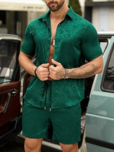 Load image into Gallery viewer, Men&#39;s Emerald Paisley Short Sleeve Shirt &amp; Shorts Set