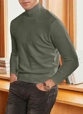 Men's Soft Knit Green Stylish Turtleneck Sweater