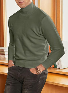 Men's Soft Knit Beige Stylish Turtleneck Sweater