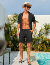 Load image into Gallery viewer, Casual Men&#39;s Blue Vacation Style Shirt &amp; Shorts Set