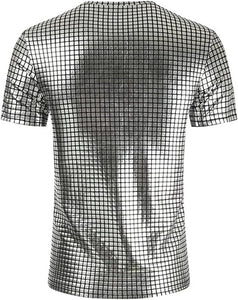 Men's Black/Silver Marble Sequin Short Sleeve Shirt