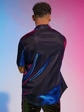 Load image into Gallery viewer, Men&#39;s Holographic Metallic Black Short Sleeve Shirt