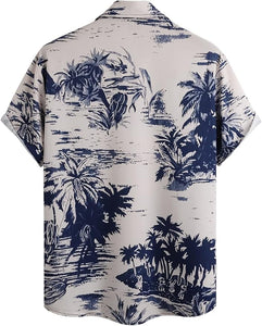 Men's Khaki Palm Tree Short Sleeve Shirt