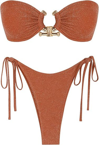 Beautiful Bandeau Bikini Red Swimsuit