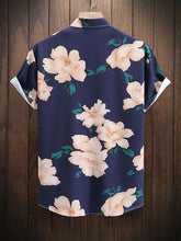 Load image into Gallery viewer, Men&#39;s Summer Floral Printed Short Sleeve A-deep Blue Shirt