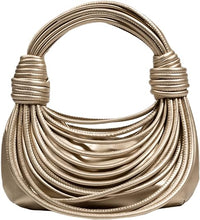 Load image into Gallery viewer, Knotted Design Crossbody Silver Vegan Leather Hobo Mini Bag