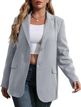 Load image into Gallery viewer, Plus Size Pink Lapel Style Long Sleeve Blazer Jacket