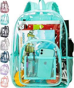 Heavy Duty White Rainbow See Through Clear Trendy Backpack