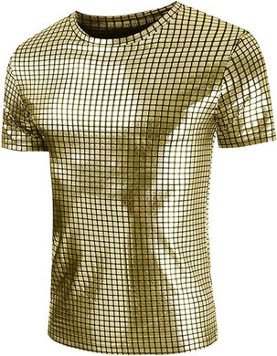 Men's Square Gold Disco Short Sleeve Shirt