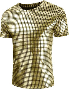 Men's Square Silver Disco Short Sleeve Shirt