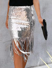 Load image into Gallery viewer, Party Style Fringe Tassel Sequin Midi Skirt