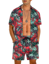 Load image into Gallery viewer, Casual Men&#39;s Blue Vacation Style Shirt &amp; Shorts Set