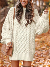 Load image into Gallery viewer, White Long Sleeve Oversized Loose Pullover Sweater Dress