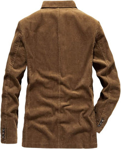 Vintage Khaki Corduroy Long Men's Sport Coat