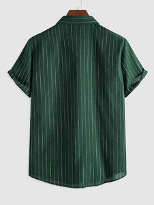 Men's Summer Floral Printed Short Sleeve A-green Shirt