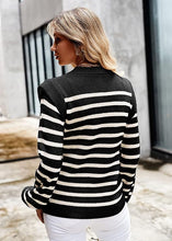 Load image into Gallery viewer, Casual Knit Beige Striped Lantern Sleeve Knit Sweater