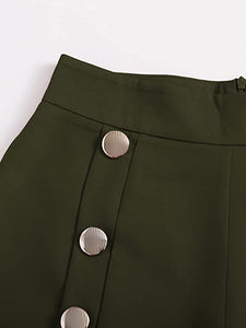 Summer Chic Gold Button High Khaki Waist Shorts