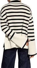 Load image into Gallery viewer, Fall Chic Striped Turtleneck Long Sleeve Beige Sweater