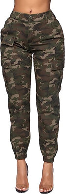 Camouflage High Waist Cargo Pants