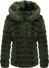 Load image into Gallery viewer, Faux Fur Collar Light Coffee Reversible Hooded Puffer Coat