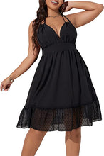 Load image into Gallery viewer, Plus Size Black Chiffon Halter Sweetheart Mini Dress