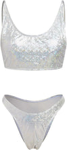 Load image into Gallery viewer, Holographic Shiny Silver 2pc Swim Bikini Set