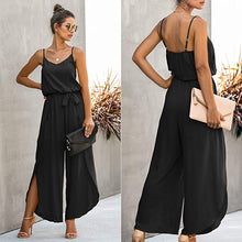 Load image into Gallery viewer, Vacay In Italy Black Sleeveless Tulip Draped Jumpsuit