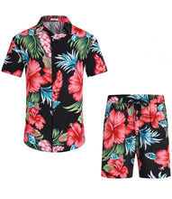 Load image into Gallery viewer, Casual Men&#39;s Blue Vacation Style Shirt &amp; Shorts Set