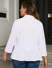 Load image into Gallery viewer, Plus Size Black Ruffled Flare Long Sleeve Blazer Jacket