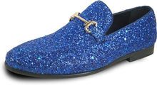Load image into Gallery viewer, Men&#39;s Black Sequin Metallic Glitter Loafer Dress Shoes