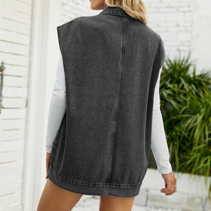 Trendy Sleeveless Classic Denim Jacket