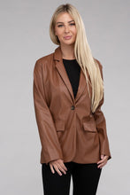 Load image into Gallery viewer, Premium Black Faux Legan Leather Blazer