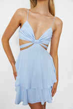 Load image into Gallery viewer, Steel Blue Draped Cup Cami Mini Dress