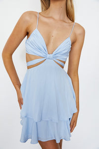 Steel Blue Draped Cup Cami Mini Dress