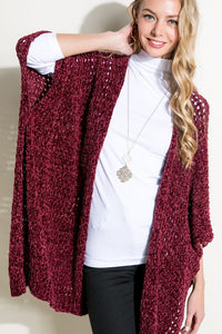 Cardigan Burgundy Cape Poncho