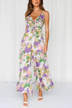 Load image into Gallery viewer, Pretty Purple Floral Print Wide Leg Jumpsuit