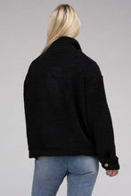 Load image into Gallery viewer, Black Cozy Sherpa Button-Front Jacket