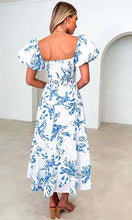 Load image into Gallery viewer, Pretty Floral Brown/White Puff Sleeve Maxi Dress