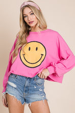 Load image into Gallery viewer, Smiley Face Mocha Long Sleeve Crop Top