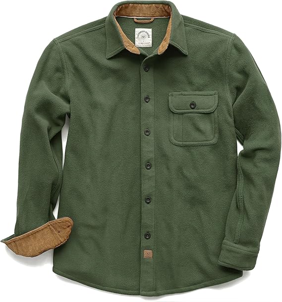 Men's Brushed Cotton Long Sleeve Army Green Flannel Shirt