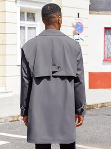 Men's Single Breasted Black Trench Coat